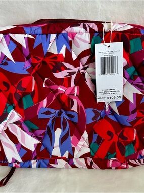 Vera Bradley Quilted Cosmetic Pouch - Red, Pink, Purple, Teal Bows And Flowers